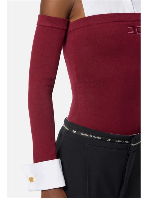 BODY IN VISCOSA E POPELINE ELISABETTA FRANCHI | BK74T56E2CM4 Rouge Noir/Bianco